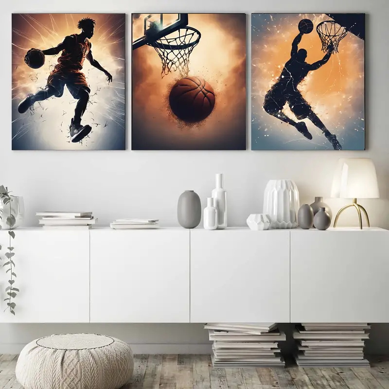 3pc basquete arte da parede po - Badminton Zone avaliação e preço